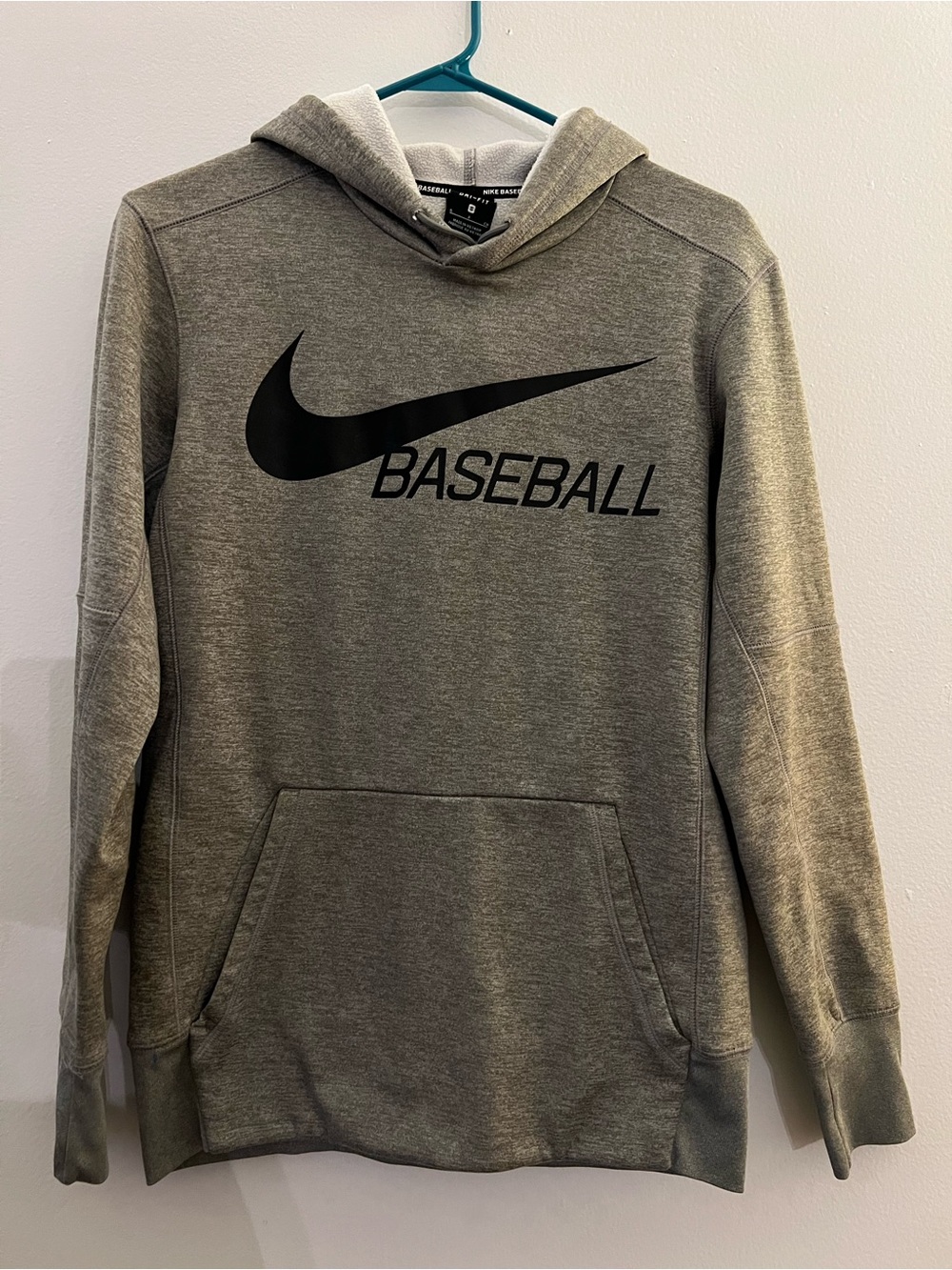 Nike Gray Baseball Pullover Hoodie with Black Swoosh